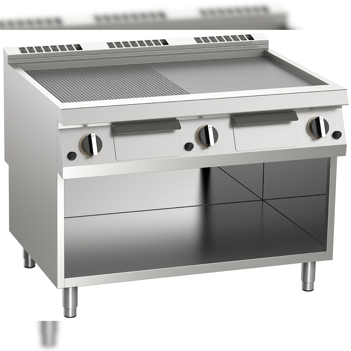 KBS Gas-Grillplatte 1/3 gerillt und 2/3 glatt 31,5 kW 3 Heizzonen offener Unterbau Image