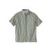 Men's Big & Tall Short Sleeve Printed Check Sport Shirt by KingSize in Light Grey Check (Size 3XL)