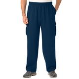 Men's Big & Tall Fleece Cargo Sweatpants by KingSize in Navy (Size L)