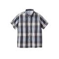 Men's Big & Tall Short Sleeve Printed Check Sport Shirt by KingSize in Grey Buffalo Check (Size 4XL)