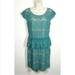 Anthropologie Dresses | Maeve Elsa Peplum Floral Lace Sheath Dress 3801e1m | Color: Green/Tan | Size: M