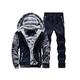 Men's Winter Warm Fleece Camouflage Sports Suit,Casual Sportswear Joggers Gym Activewear Long Sleeve Faux Fur Lining Tracksuit Set 2 Pieces Sets Full-Zip Hoodies Sweat Pants Trousers Blue M