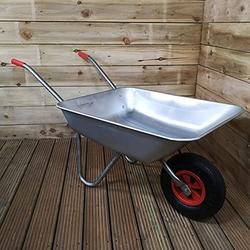 Samuel ALEXANDER 65 Litre 60kg Capacity Galvanised Metal Garden trolley Wheelbarrow - Heavy Duty Garden Cart Wheelbarrows with Pneumatic Tyre