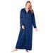 Plus Size Women's Long Hooded Fleece Sweatshirt Robe by Dreams & Co. in Evening Blue Multi Dot (Size 6X)