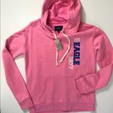 American Eagle Outfitters Tops | American Eagle Outfitters Pink Hooded Sweatshirt | Color: Pink | Size: S