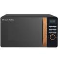 Russell Hobbs RHMD714B-N 17L 700w Scandi Black Digital Microwave with 5 Power Levels, Wood Effect Handle & Dials, Clock & Timer, Automatic Defrost, Easy Clean, 8 Auto Cook Menus