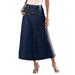 Plus Size Women's Complete Cotton A-Line Skirt by Roaman's in Indigo Wash (Size 28 W) 100% Cotton Long Length