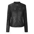 Ladies Real Leather Jacket Short Fitted Vintage Style Black Retro Chinese Collar