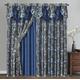 GOHD Royal ROSARIUM. Clipped Voile. Voile Jacquard Window Curtain with Attached Fancy Valance and Taffeta Backing. 2pcs Set. Each pc 54 inch Wide x 84 inch Drop + 18 inch Valance. (Nightsky Blue)