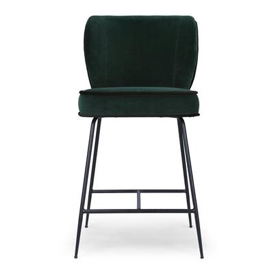 Barhocker WAYNE - Barhocker, Samt in Grün & schwarzes Metall, H65 Image