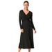 Plus Size Women's Draped Bodice Knit Midi Dress by ellos in Black (Size 18/20)