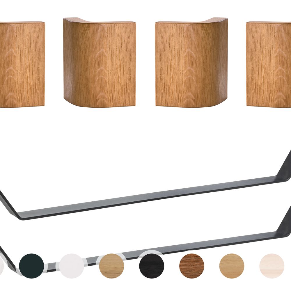 Hasena Oak-Line Füsse Slitto 2er-Set / 25 cm / 140 cm / Kernbuche natur, geölt / Weiss Image