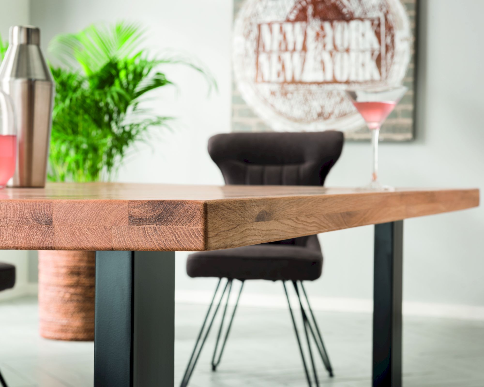 Massivholz Oslo Tischplatte Straight Wildeiche Bianco geölt / 160x90 cm