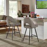 Mercury Row® Etna Swivel Counter & Bar Stool Upholstered/Metal in Black | 38.5 H x 19 W x 20.25 D in | Wayfair 5335134B7C4F4B6289DD7A784D621025