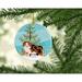 The Holiday Aisle® Manx Cat Merry Christmas Tree Holiday Shaped Ornament Ceramic/Porcelain in Blue/Green | 3 H x 3 W x 0.25 D in | Wayfair