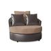 Barrel Chair - Red Barrel Studio® Isavella Swivel Barrel Chair in White/Brown | 38 H x 46 W x 44 D in | Wayfair 1A80E2E2D6B64519B332A74CFB50612D