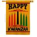 The Holiday Aisle® Wishing You Happy Kwanzaa 2-Sided Polyester 40 x 28 in. House Flag in Black/Orange | 40 H x 28 W in | Wayfair