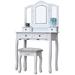 House of Hampton® Peru Vanity Set w/ Stool & Mirror Wood in Brown/White | 45 H x 31.5 W x 15.8 D in | Wayfair C4DA98FF7A8A4582B723D82B4ED8A244