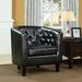 Barrel Chair - Wildon Home® Starbrick 77.47Cm Wide Tufted Barrel Chair Faux Leather/Leather in Black/Brown | 29.5 H x 30.5 W x 28.5 D in | Wayfair