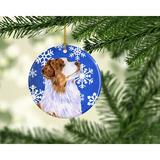 The Holiday Aisle® Australian Shepherd Winter Snowflake Holiday Hanging Figurine Ornament /Porcelain in Blue/Brown | 3 H x 3 W x 0.25 D in | Wayfair