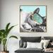 Rosdorf Park Animals Cozy Cat Cats & Kitties - Floater Frame Graphic Art Print on Canvas Metal in Blue | 40 H x 40 W x 2 D in | Wayfair