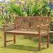 Charlton Home® Schank Teak Outdoor Patio Garden Bench Wood/Natural Hardwoods in Brown/White | 34 H x 48 W x 25.5 D in | Wayfair