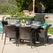 Ivy Bronx Bittle 7 Piece Outdoor Dining Set Wicker/Rattan in Black/White | 29.1 H x 59.1 W x 35.4 D in | Wayfair IVBX2658 42450421