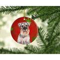 The Holiday Aisle® Snowflakes Holiday Christmas Schnauzer Hanging Figurine Ornament Ceramic/Porcelain in Black/Red | 3 H x 3 W x 0.25 D in | Wayfair