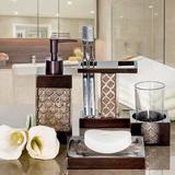 Creative Scents Dahlia 4 Piece Bathroom Accessory Set Resin in Brown | Wayfair SDA-07010