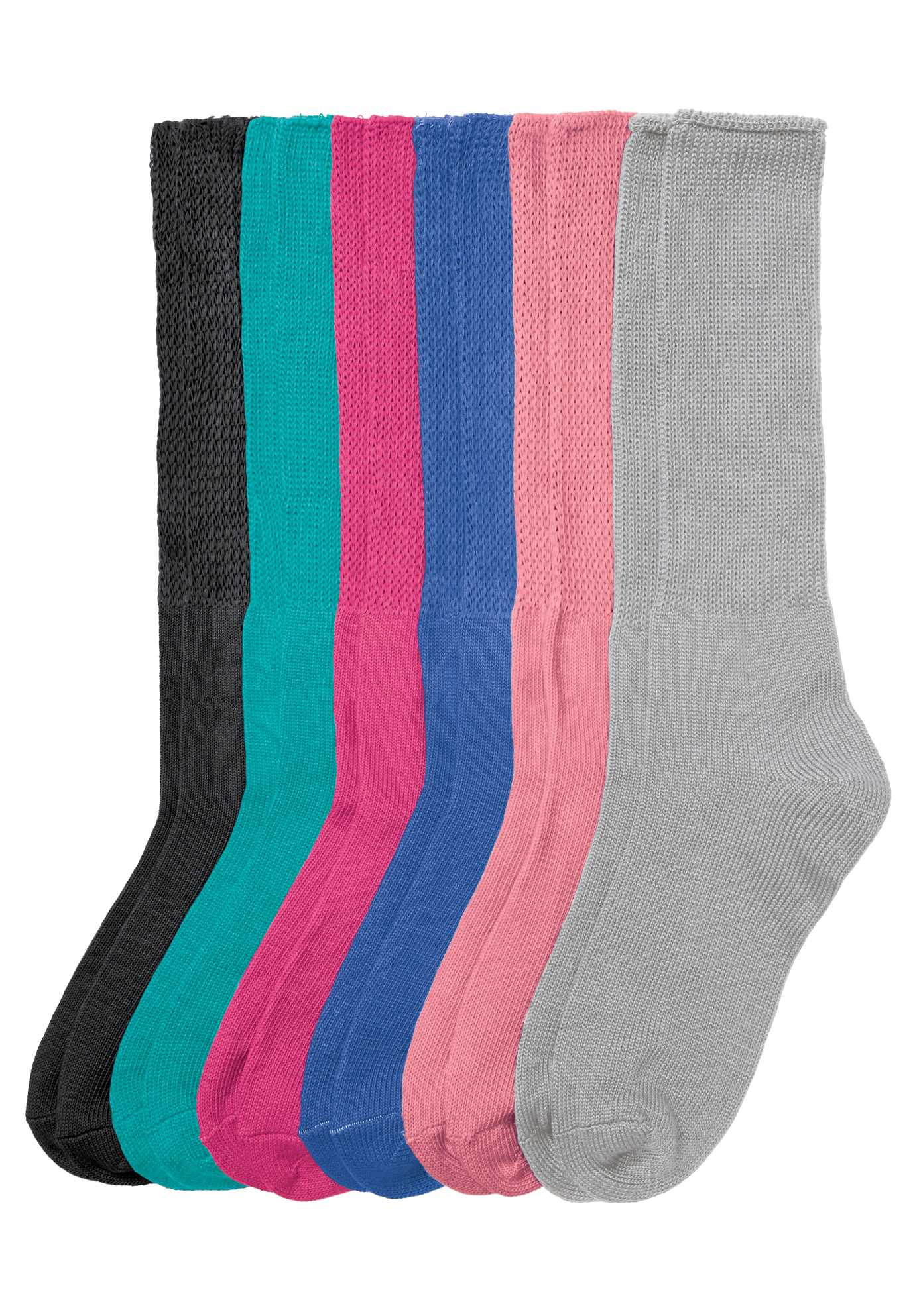 Plus Size Women's 6-Pack Rib Knit Socks by Comfort Choice in Bright Pack (Size 1X)