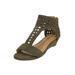 Wide Width Women's The Harper Sandal by Comfortview in Dark Olive (Size 12 W)