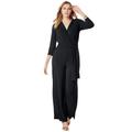 Plus Size Women's Wide Leg Knit Jumpsuit by The London Collection in Black (Size 24)