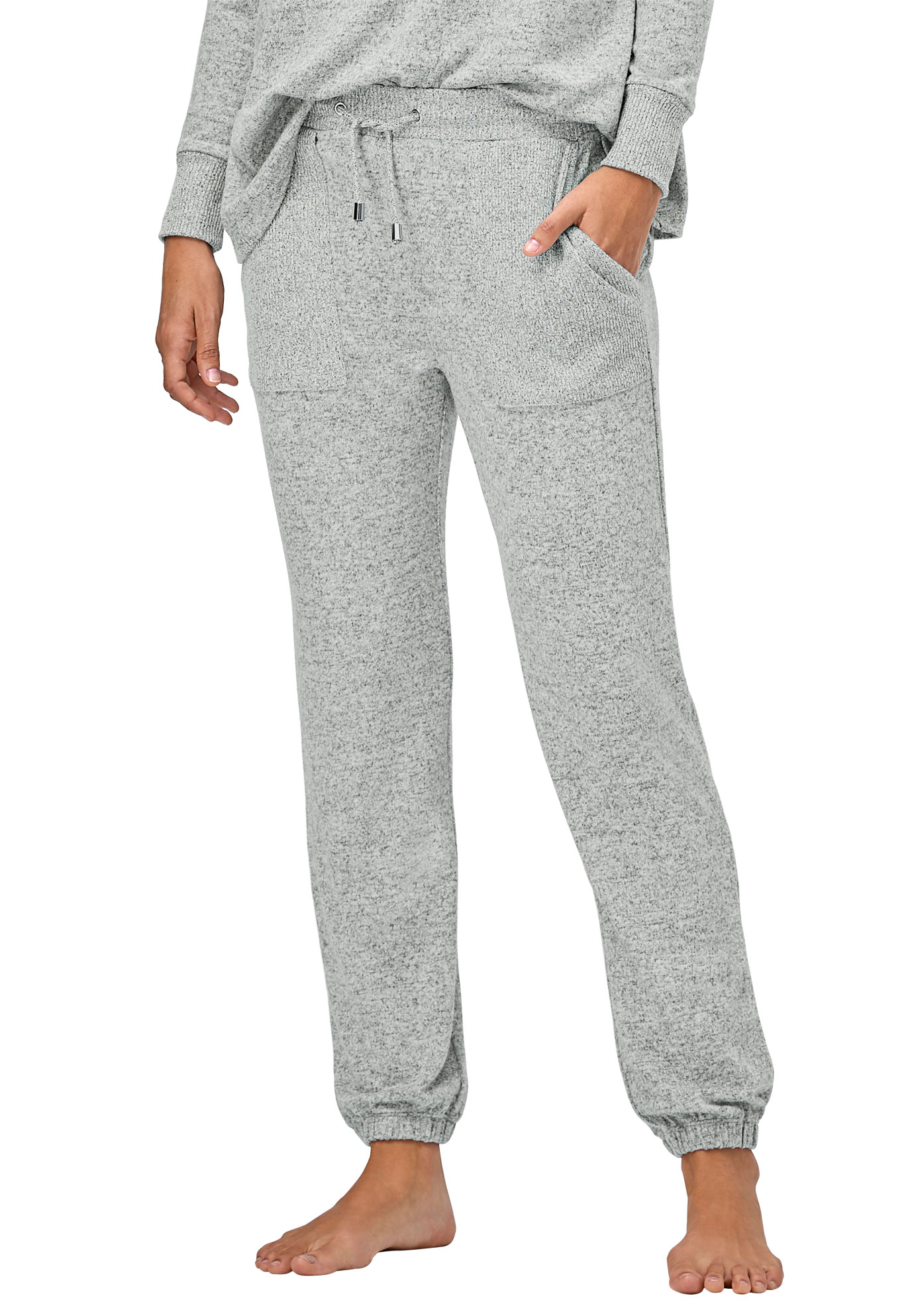Plus Size Women's Marled Knit Jogger Pants by ellos in Marled Grey (Size 26/28)