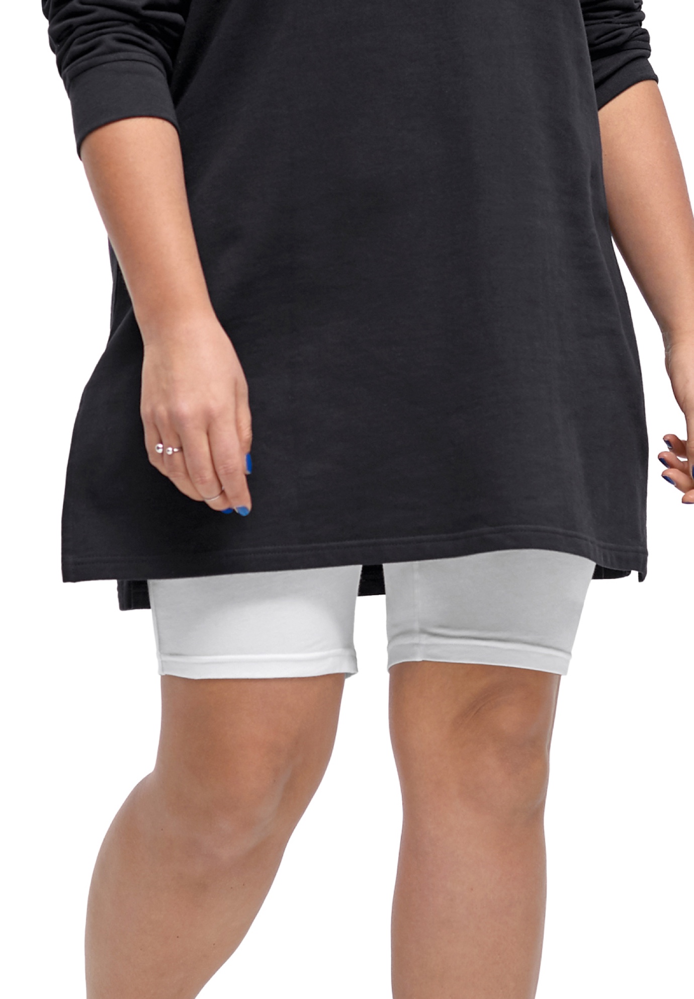 Plus Size Women's Stretch Knit Bike Shorts by ellos in White (Size 34/36)