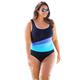 Plus Size Women's Colorblock One-Piece by Swim 365 in Navy Blue Sea (Size 28) Swimsuit