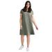 Plus Size Women's A-Line Tee Dress by ellos in Olive Grey (Size 10/12)