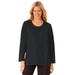 Plus Size Women's Satin trim sleep tee by Dreams & Co® in Black (Size 1X) Pajama Top