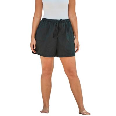 Plus Size Women's Taslon Cover Up Bottom with Elastic Waist by Swim 365 in Black (Size 18/20)
