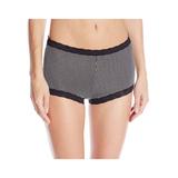 Plus Size Women's Microfiber and Lace Boyshort by Maidenform in Classic Stripe Black (Size 9)