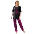Plus Size Women's Graphic Tee PJ Set by Dreams & Co. in Black Hearts (Size 1X) Pajamas