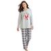 Plus Size Women's Cozy Pajama Set by Dreams & Co. in Grey Plaid (Size 22/24) Pajamas