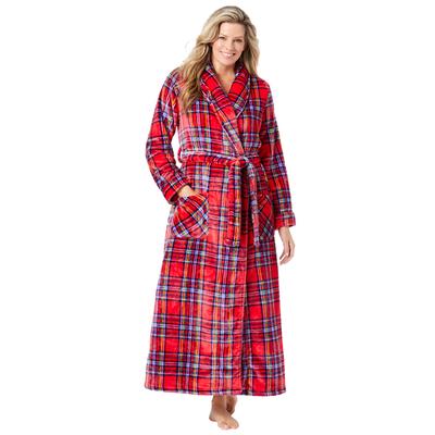 Plus Size Women's Microfleece Wrap Robe by Dreams & Co. in Classic Red Plaid (Size 14/16)