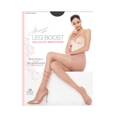 Plus Size Women's Silk Reflections Leg Boost Cellulite Smoothing Hosiery by Hanes in Black (Size I/J)