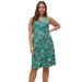 Plus Size Women's Fit and Flare Knit Dress by ellos in Green Black Print (Size 2X)