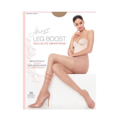 Plus Size Women's Silk Reflections Leg Boost Cellulite Smoothing Hosiery by Hanes in Bare (Size G/H)