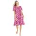 Plus Size Women's Short Floral Print Cotton Gown by Dreams & Co. in Strawberry Roses (Size 3X) Pajamas
