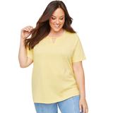 Plus Size Women's Suprema® Pleat-Neck Tee by Catherines in Canary (Size 4X)