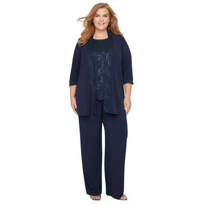 Plus Size Women's 3-Piece Lace Gala Pant Suit by C...