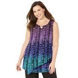 Plus Size Women's Monterey Mesh Tank by Catherines in Purple Textured Stripe Ombre (Size 4X)