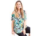 Plus Size Women's Tropical Wish Open-Shoulder Tee by Catherines in Green Tropical (Size 3X)